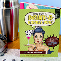 Time for a Drink-a-Doodle Doo! - Classic Cocktail Recipe Jumbo Note Cards
