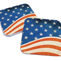 Rustic American Flag Paper Coaster Set