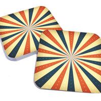 Red White and Blue Starburst Pattern Paper Coaster Set