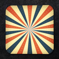 Red White and Blue Starburst Pattern Paper Coaster Set