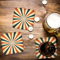 Red White and Blue Starburst Pattern Paper Coaster Set