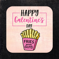 Fries Before Guys Galentine's Day Paper Coaster Set