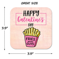 Fries Before Guys Galentine's Day Paper Coaster Set