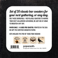 Witch, Poison, Bat, Crow Assorted Halloween Coaster Set