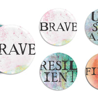 female empowerment set with fierce words close up