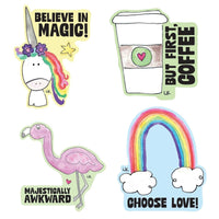 Cute and Colorful "Kindness" Vinyl Sticker Set (of 4)