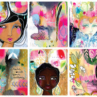 Six card examples from the Empowered Her affirmation card set