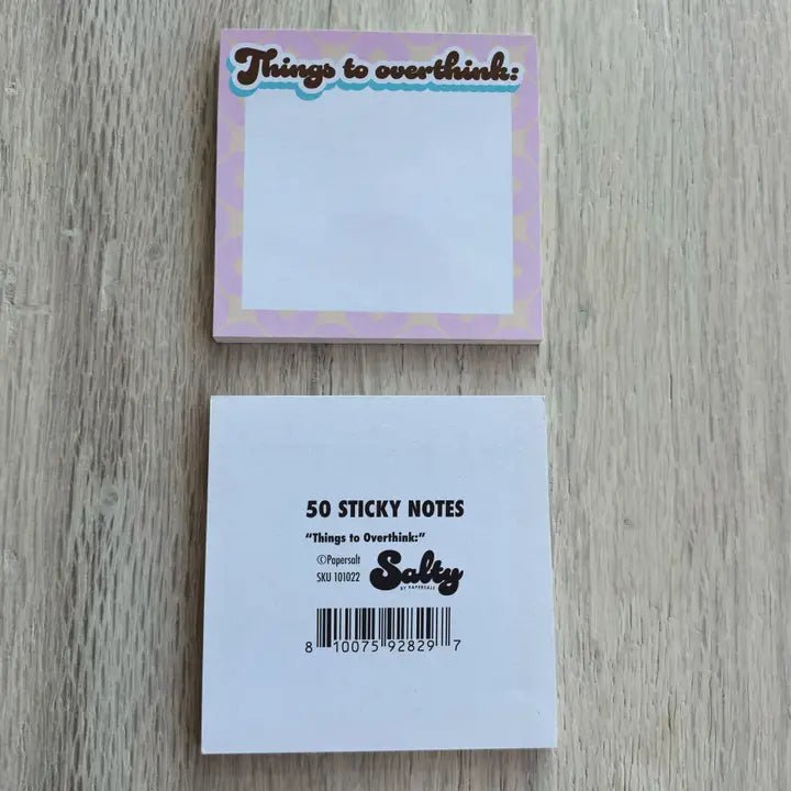 Things to Overthink Sticky Notes (3x3" Post It's with 50 Sheets)