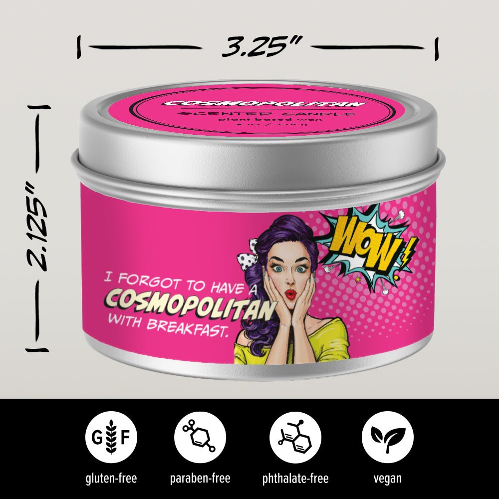 Cosmpolitan Handpoured Soy Tin Candle, 8oz