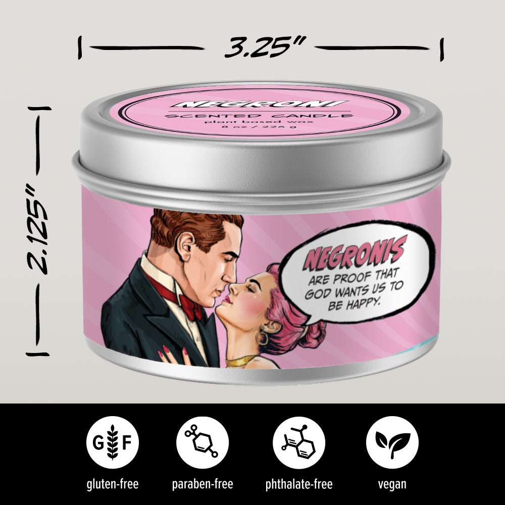 Sparkling Negroni Handpoured Soy Tin Candle, 8oz