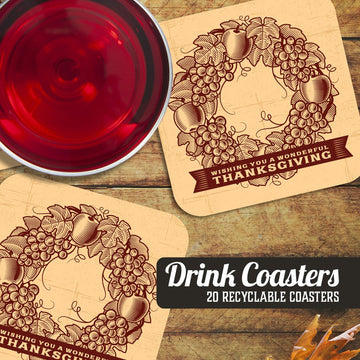 Wishing You a Wonderful Thanksgiving Paper Coaster Set
