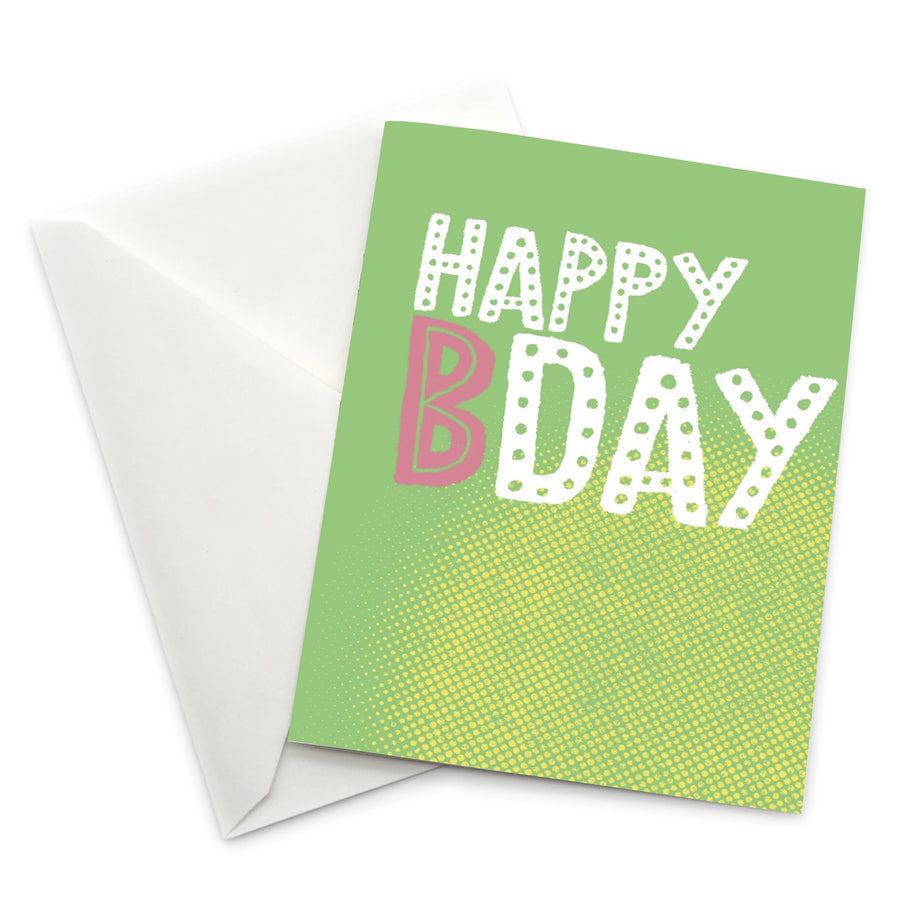 Birthday Card: Happy BDay - Green